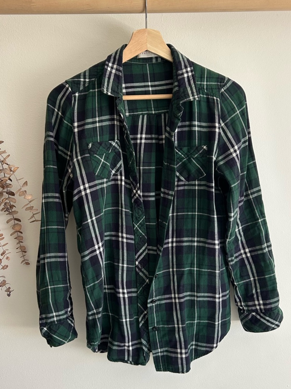 LOWRYS FARM Forest Green Plaid Button-Down Flannel Shirt XS-S